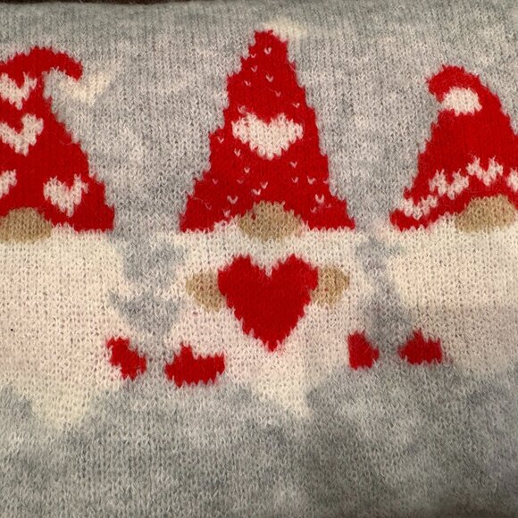 cupcakes & cashmere Sweaters - Cupcakes & Cahshmere Gray Gnome with Hearts  Long Sleeves Sweater Size XL